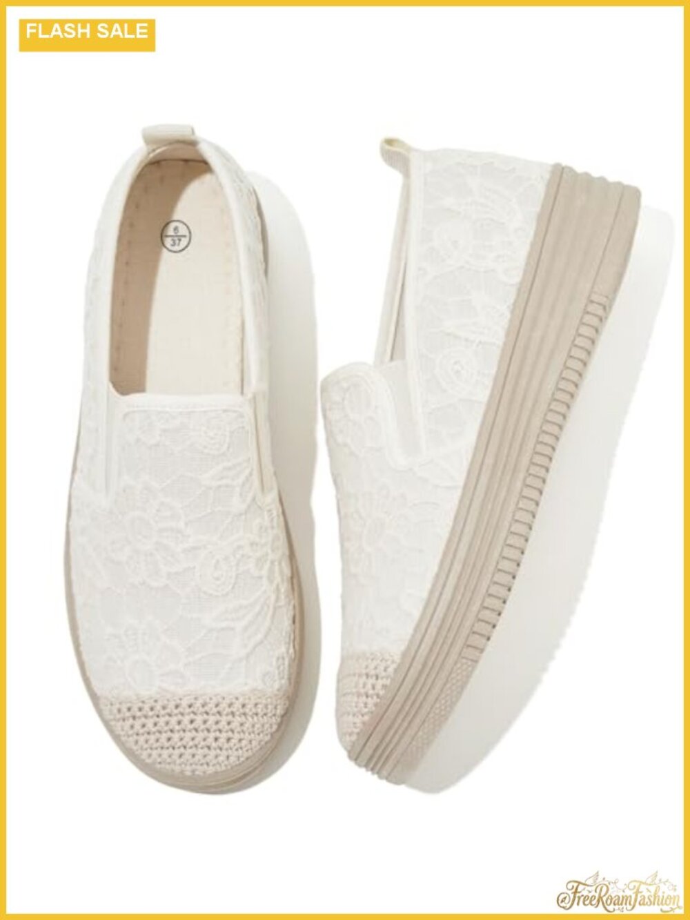 Women's Lace Espadrille Flats Slip On Loafers Round Toe Casual